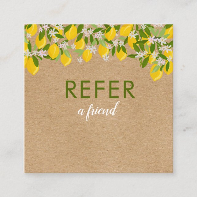 Tarjeta De Recomendación Citrinos Limones Verde Moderno Rústico (Anverso)