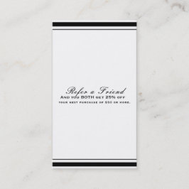 Tarjeta De Recomendación Clásico Elegante Chic en Blanco y Negro Recomienda