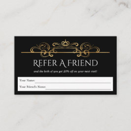 Tarjeta De Recomendación Clásico Relieve metalizado dorado Vintage Swirls N