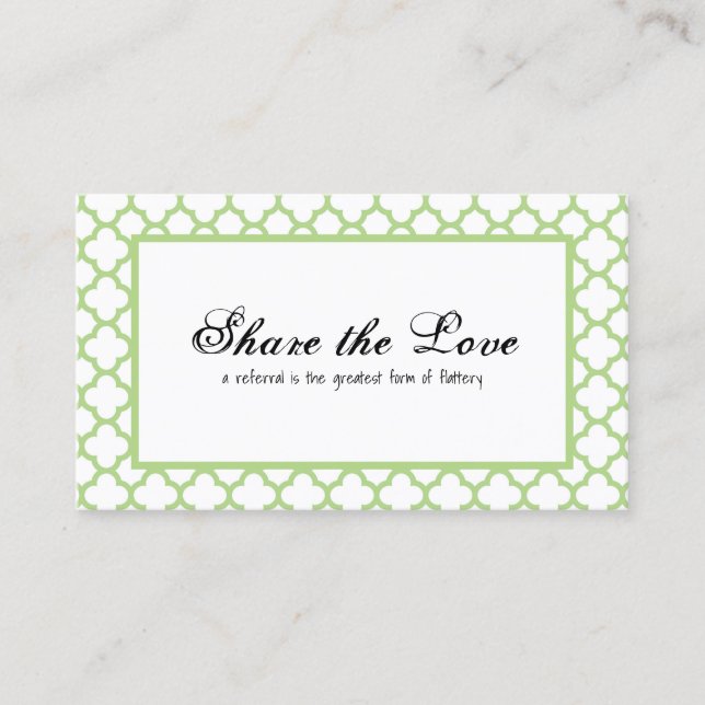 Tarjeta De Recomendación Clásico Vieira Verde Refiérase a un Amigo (Anverso)