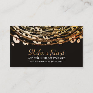 Tarjeta De Recomendación Cliente Bronce Naranja Guepardo Exótico Referir a