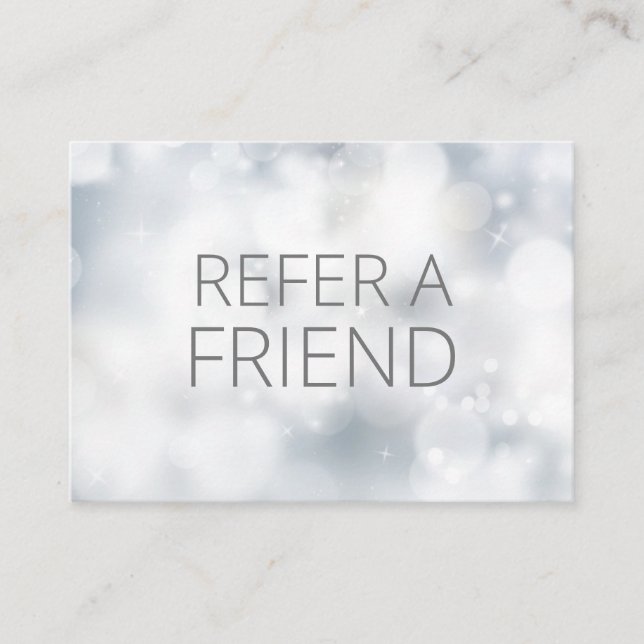 Tarjeta De Recomendación Cliente del Spa Bokeh Silver de lujo (Anverso)