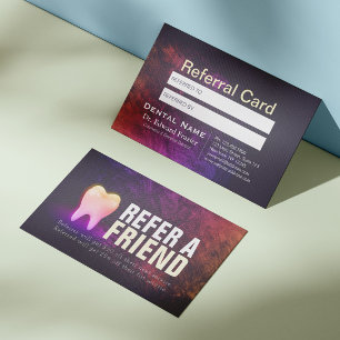Tarjeta De Recomendación Clínica Dental Dentista Derivación Diente Rosa Dor