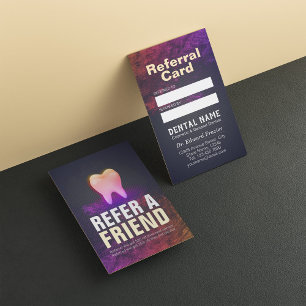 Tarjeta De Recomendación Clínica Dental Dentista Referencia Diente de Oro R
