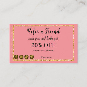 Tarjeta De Recomendación Código rosa oscuro y QR, consulte a un amigo