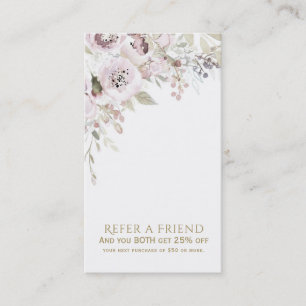 Tarjeta De Recomendación Colores de agua rosa suave elegancia Floral referi