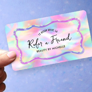 Tarjeta De Recomendación Colores neón holográficos Recomienda a un amigo Mu