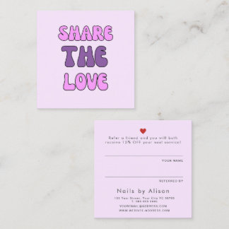 Tarjeta De Recomendación Comparte la tipografía moderna color rosa rosa
