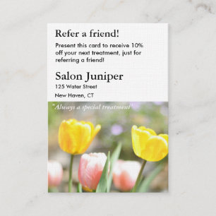 Tarjeta de Recomendación con Tulipanes Rosas y Ama