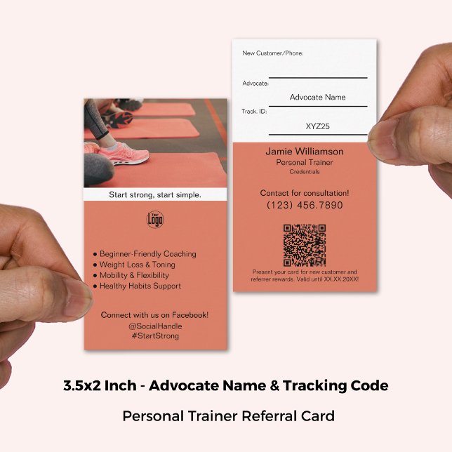 Tarjeta De Recomendación Convierte A Los Clientes De Principiantes De Gimna (3.5x2 Inch, Turn Loyal Fitness Beginner Clients Into Advocates Referral Card)