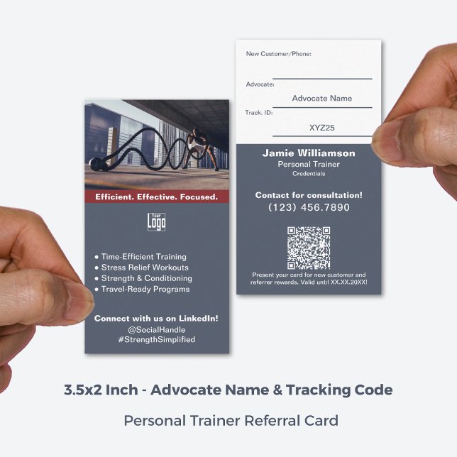 Tarjeta De Recomendación Convierte a los clientes leales en embajadores (3.5x2 Inch, Turn Loyal Fitness Clients into Ambassadors Referral Card)