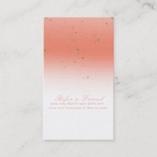 Tarjeta De Recomendación Coral Gold Modern Glam Chic Recomendar un Amigo
