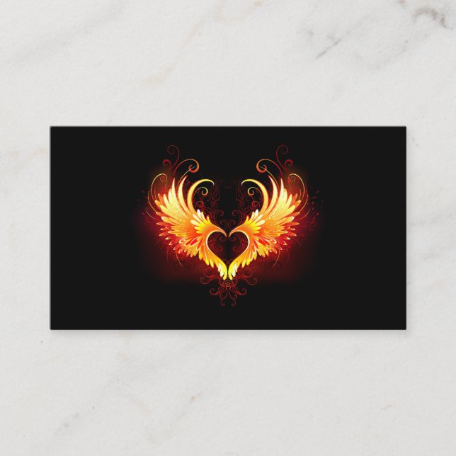 Tarjeta De Recomendación Corazón de Fuego Ángel con Alas (Anverso)