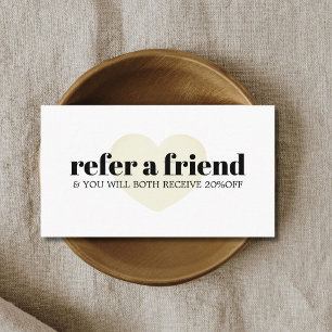 Tarjeta De Recomendación Corazón minimalista Pastel Blanco Corazón Audaz Sa