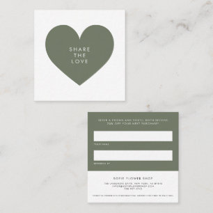 Tarjeta De Recomendación Corazón verde taupe Minimalista compartir el amor