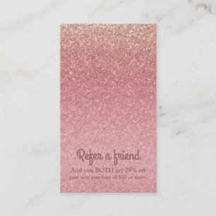 Tarjeta De Recomendación Cuento de Hadas Rosa Brillo Glamour Brillo Chic Gl