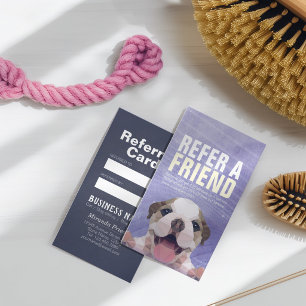 Tarjeta De Recomendación Cuidado de Mascotas Caninas Low Poly Sentado Bañan