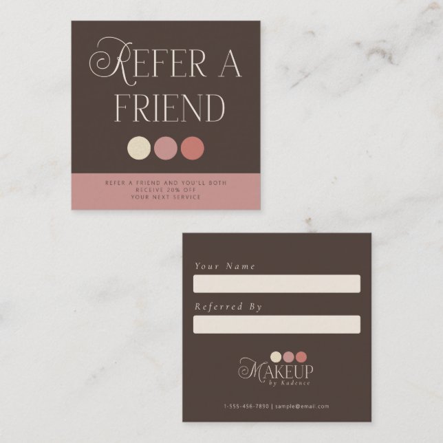 Tarjeta de Recomendación de Artista de Maquillaje  (Anverso / Reverso)