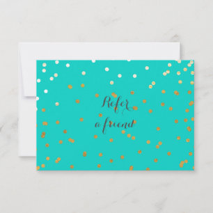Tarjeta de Recomendación de Azul Turquesa y Puntos