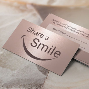 Tarjeta De Recomendación Dentist Smile Rosa moderno Oro Dental Referral