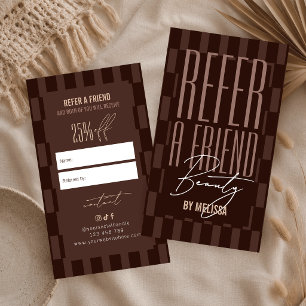 Tarjeta De Recomendación Descuento Retro Brown & Beige Groovy Referir un Am