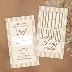 Tarjeta De Recomendación Descuento Retro Neutral Beige Groovy Recomienda a