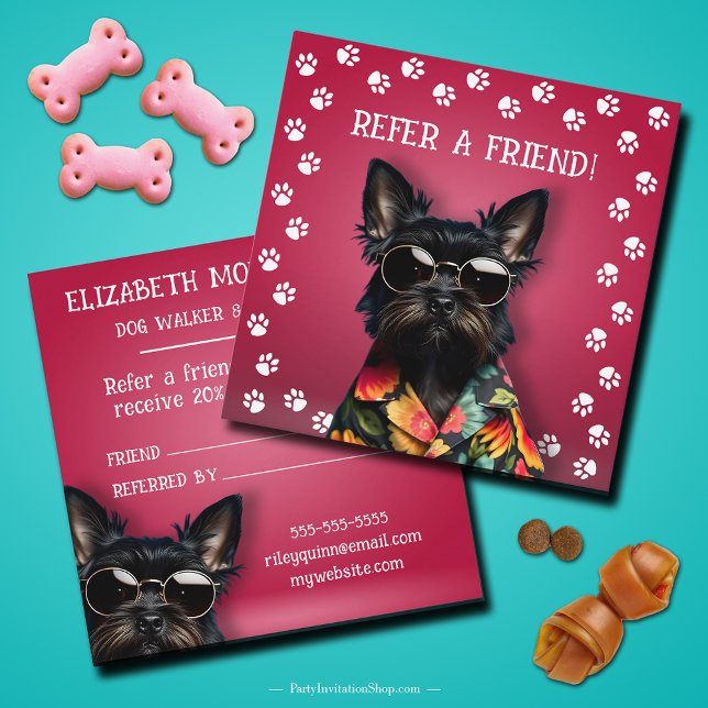 Tarjeta De Recomendación Dog Walker Mascota Sitter (Dog Walker Pet Sitter Referral Cards)