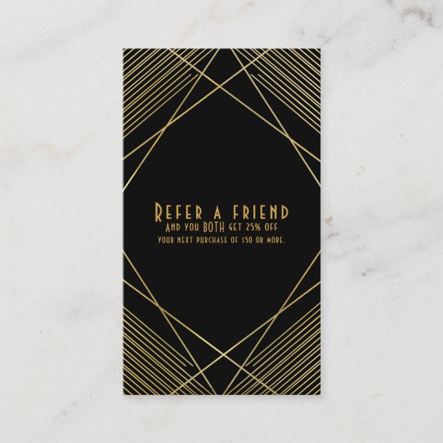 Tarjeta De Recomendación El elegante y moderno Glam Deco dorado le hace ref (Anverso)