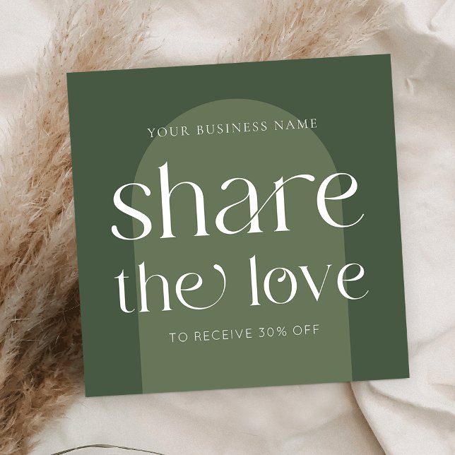 Tarjeta De Recomendación El moderno Boho Sage Green se refiere a un salón d (Trendy Refer a Friend business cards in sage green with boho arch background and modern fonts)