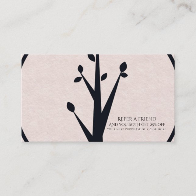 Tarjeta De Recomendación El pequeño árbol rústico natural orgánico se refie (Anverso)