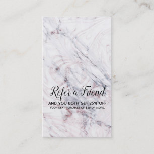 Tarjeta De Recomendación El toque de mármol blanco y gris Rosa se refiere a