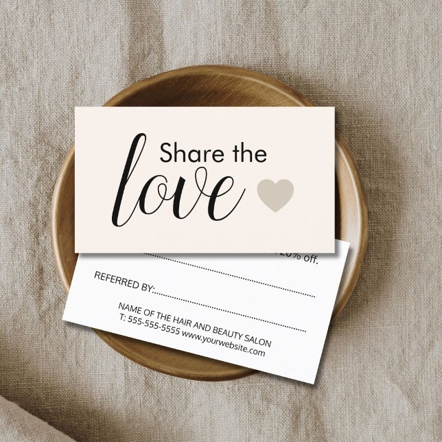 Tarjeta De Recomendación Elegant Light Pastel Heart Beauty Salon (Subido por el creador)