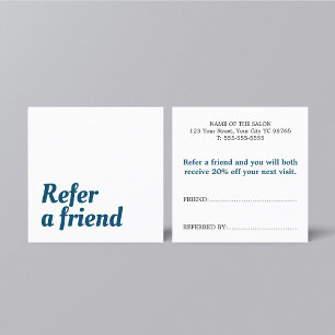 Tarjeta De Recomendación Elegante Belleza Blanca Azul Moderna