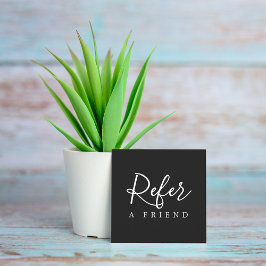 Tarjeta De Recomendación Elegante Belleza en Blanco y Negro Salón Minimalis