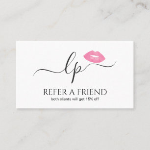 Tarjeta De Recomendación Elegante caligrafía manuscrita de labios rosas