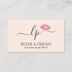 Tarjeta De Recomendación Elegante caligrafía manuscrita de labios rosas