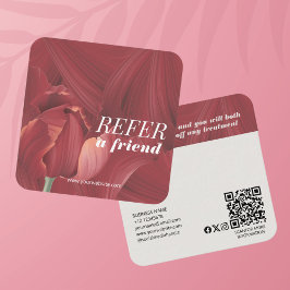 Tarjeta De Recomendación Elegante Estilo Patrón Abstracto de Tulipán Rojo