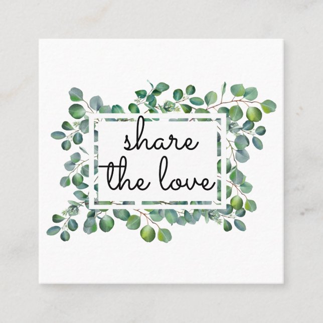 Tarjeta De Recomendación Elegante eucalipto moderno se refiere a un amigo (Anverso)