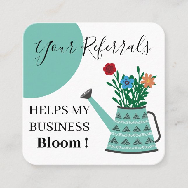 Tarjeta De Recomendación Elegante Floral Blue Business (Anverso)