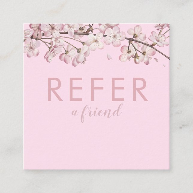 Tarjeta De Recomendación Elegante Floral rosa de flores (Anverso)