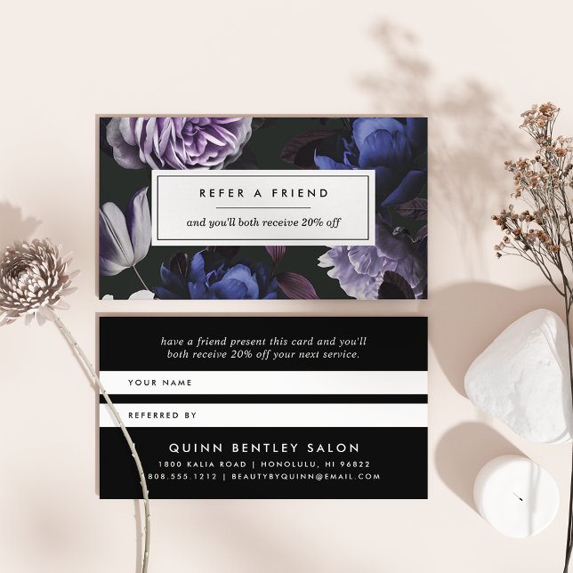 Tarjeta De Recomendación Elegante Floral Violeta Oscura (Subido por el creador)