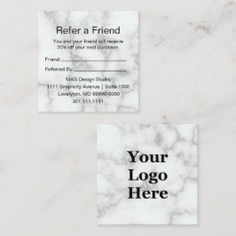 Tarjeta De Recomendación Elegante Mármol Blanco Tu Logo Aquí