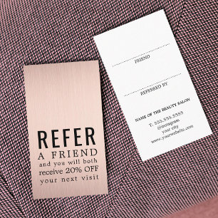 Tarjeta De Recomendación Elegante Moderno Audaz Falso Salón de Belleza Oro