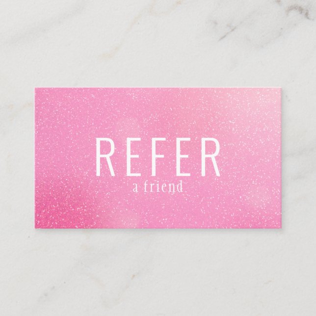 Tarjeta De Recomendación Elegante Moderno Brillo Rosa (Anverso)