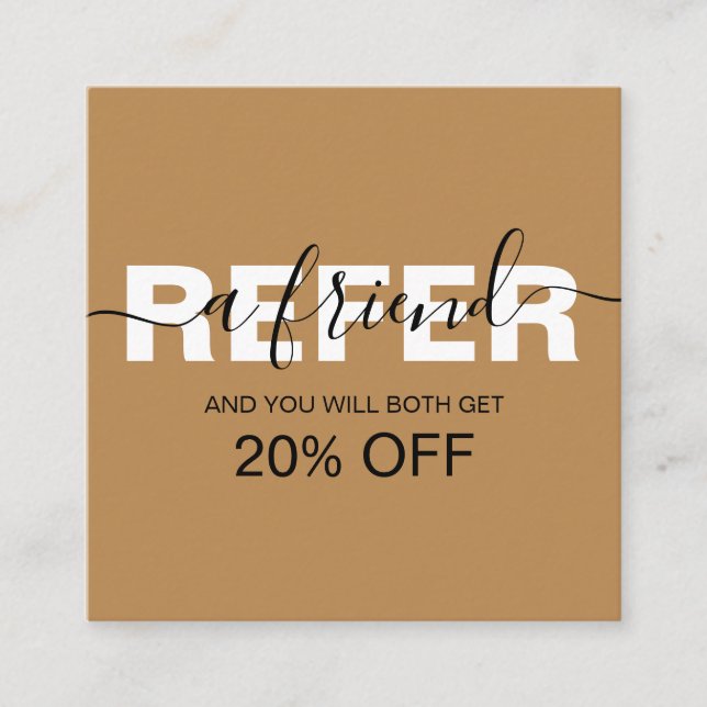Tarjeta De Recomendación Elegante Naranja profesional Terracotta Boho Refer (Anverso)