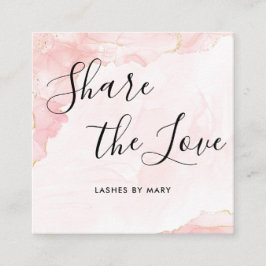 Tarjeta De Recomendación Elegante Purpurina Rubor Rosa Gold Marble