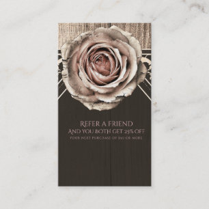 Tarjeta De Recomendación Elegante Rosa Rústica Diamante de Madera Recomiend