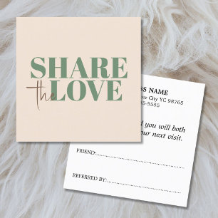Tarjeta De Recomendación Elegante salón verde beige marrón pastel
