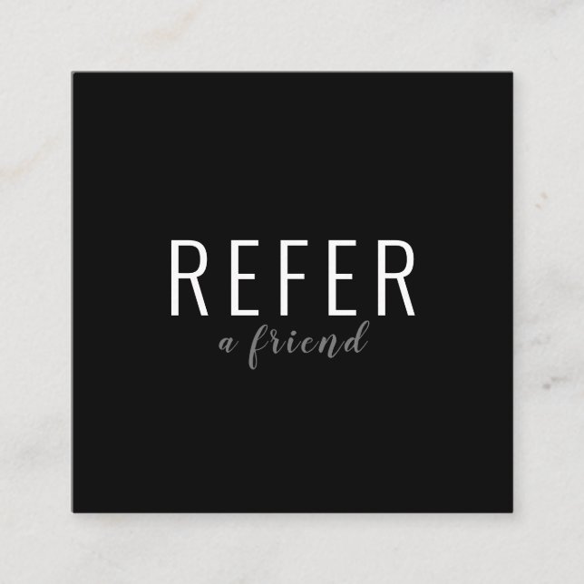 Tarjeta De Recomendación Elegante Script Negocio en blanco y negro (Anverso)