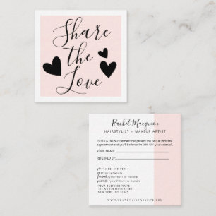 Tarjeta De Recomendación Elegante y minimalista guión blanco rosado de Rubo